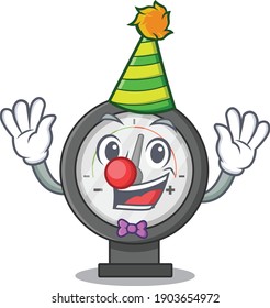 Friendly clown pressure gauge mascot design concept