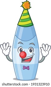 Friendly clown shampoo mascot character design concept. Vector illustration