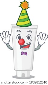 Friendly clown shower gel mascot design concept. Vector illustration