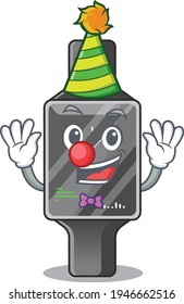 Friendly clown smart watch mascot design concept. Vector illustration