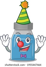 Friendly clown syrup medicine mascot design concept. Vector illustration