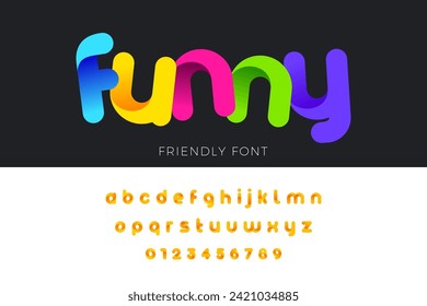 Friendly Colorful Ribbon Font vector Geometric design.