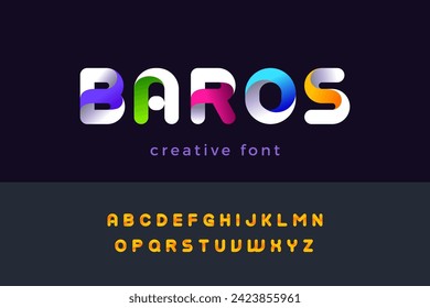 Friendly Colorful Ribbon Font vector Geometric design.