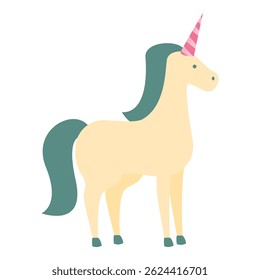 Friendly and colorful unicorn standing alone