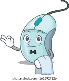 Friendly computer mouse Character stand as a Waiter character