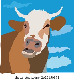 Friendly Cow Portrait Vector Graphic