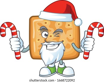 Friendly crackers in Santa Cartoon character with candies