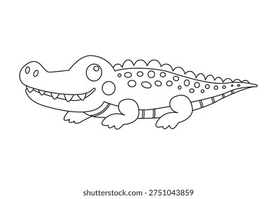 Friendly crocodile line art