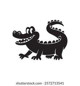 Friendly Crocodile Silhouette Vector Art Illustration