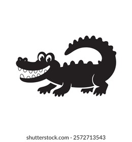 Friendly Crocodile Silhouette Vector Art Illustration