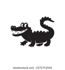 Friendly Crocodile Silhouette Vector Art Illustration