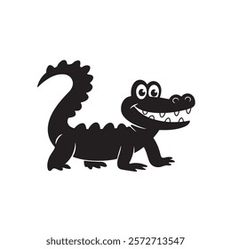 Friendly Crocodile Silhouette Vector Art Illustration