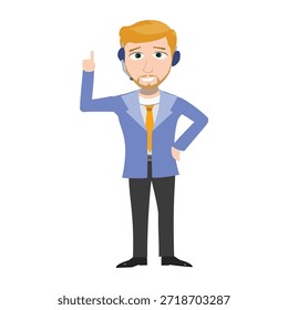 Agente de Servicio al cliente amistoso que saluda la Ilustración vectorial