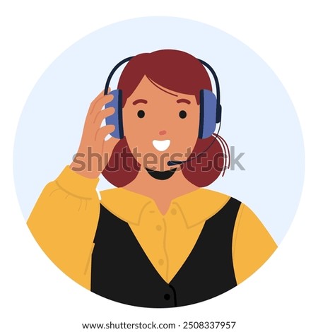 Friendly Customer Service Representative Character Wearing A Headset And Smiling, Ready To Assist Callers, Symbolizing Customer Support, Communication, And Professionalism. Cartoon Vector Illustration