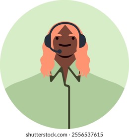 Friendly customer service representative with headset is smiling, providing professional assistance and support, ensuring customer satisfaction