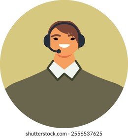 Friendly customer service representative wearing a headset and smiling, providing assistance and support to clients in a professional and helpful manner