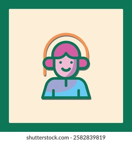 Friendly Customer Support Icon: Helpful Agent Ready to Assist