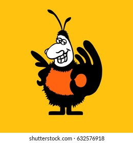 Friendly Cute Bee; Bee sign; Honey.
