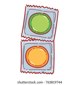 Friendly cute hand drawn condoms illustration. Birth control, contraceptive, protection art in vector cartoon, doodle style. Can be used for card, poster, banner, advertising design