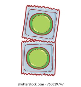 Friendly cute hand drawn condoms illustration. Birth control, contraceptive, protection art in vector cartoon, doodle style. Can be used for card, poster, banner, advertising design