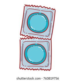 Friendly cute hand drawn condoms illustration. Birth control, contraceptive, protection art in vector cartoon, doodle style. Can be used for card, poster, banner, advertising design