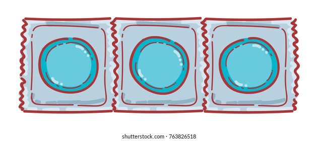 Friendly cute hand drawn condoms illustration. Birth control, contraceptive, protection art in vector cartoon, doodle style. Can be used for card, poster, banner, advertising design