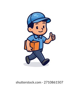 Friendly Delivery Man with Package Giving Thumbs Up