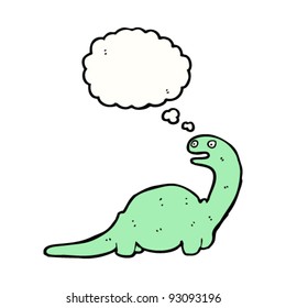 caricatura amistosa de dinosaurios con burbuja de pensamiento