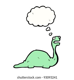 friendly dinosaur cartoon with thought bubble