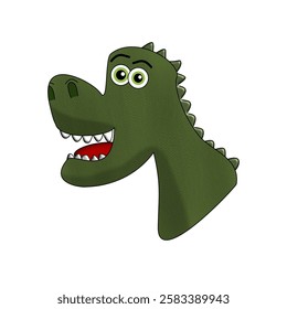 Friendly dinosaur face cartoon style