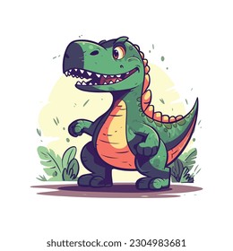 Friendly dinosaur mascot character for kids amusement park.