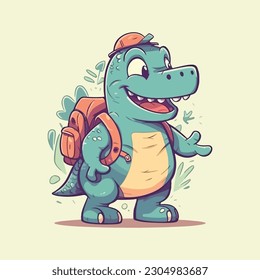 Friendly dinosaur mascot character for kids amusement park.