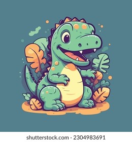 Friendly dinosaur mascot character for kids amusement park.