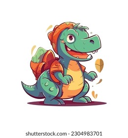 Friendly dinosaur mascot character for kids amusement park.
