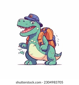 Friendly dinosaur mascot character for kids amusement park.