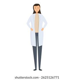 Friendly doctor is standing confidently with her hands on her hips