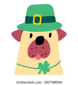 Friendly dog wearing costume for St. Patrick's day. Illustration on white background