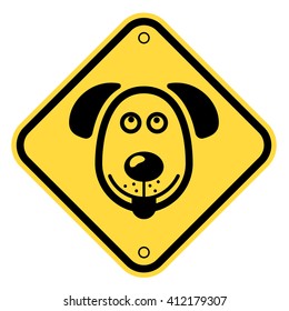 Friendly Dogs  Signs Humorous Comic Labels and Plates Collection. Vector Illustration
