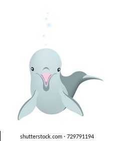 friendly dolphin, isolated on white background