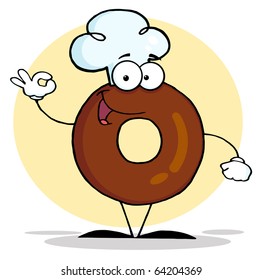 Friendly Donut Cartoon Character