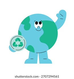 Friendly Earth Character Promoting Recycling