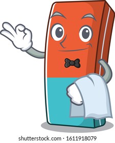 Friendly eraser Character stand as a Waiter character