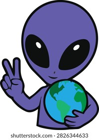 Friendly extraterrestrial character promoting unity and environmental awareness