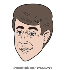 friendly face of a brown-haired young man. isolated, comic, avatar.