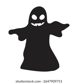 Friendly Fanged Ghost Silhouette Design