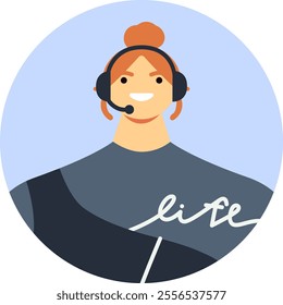 Friendly female customer service representative with headset smiling while providing assistance and support, ensuring excellent customer experience