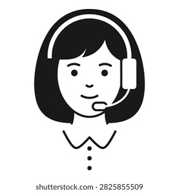 Friendly female customer support agent with headset and microphone