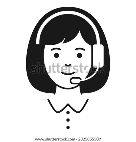 Friendly female customer support agent with headset and microphone