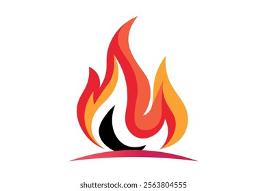 Friendly Fire Hot Heat Flame Burn Vector Graphic for Outdoor Activity Guides, Fire flame, Burning fire, Blazing, Fire graphic, Heat illustration, Creative flames, Flame shape, Burn symbol