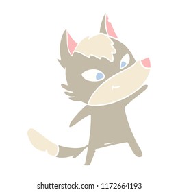 friendly flat color style cartoon wolf